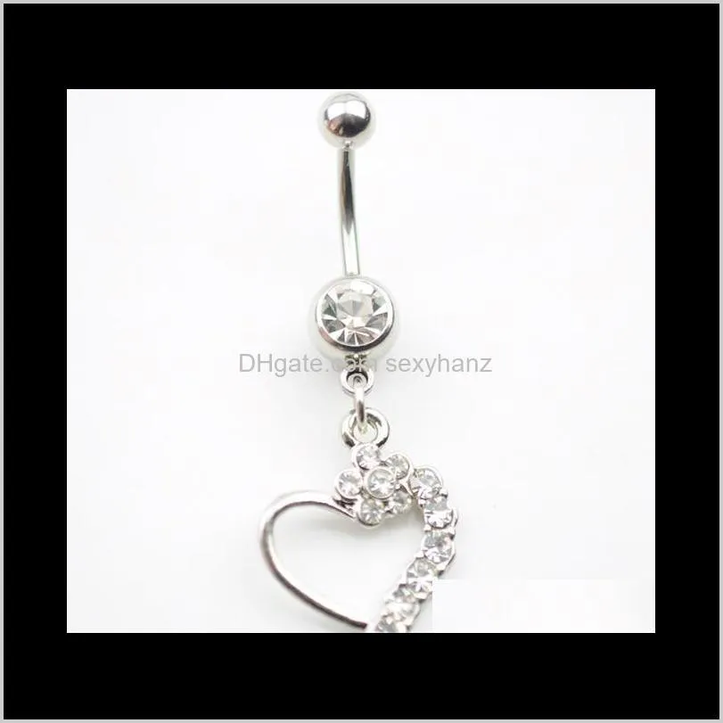 d0125 ( 1 color ) nice a style navel belly ring 10 pcs clear color stone drop shipping