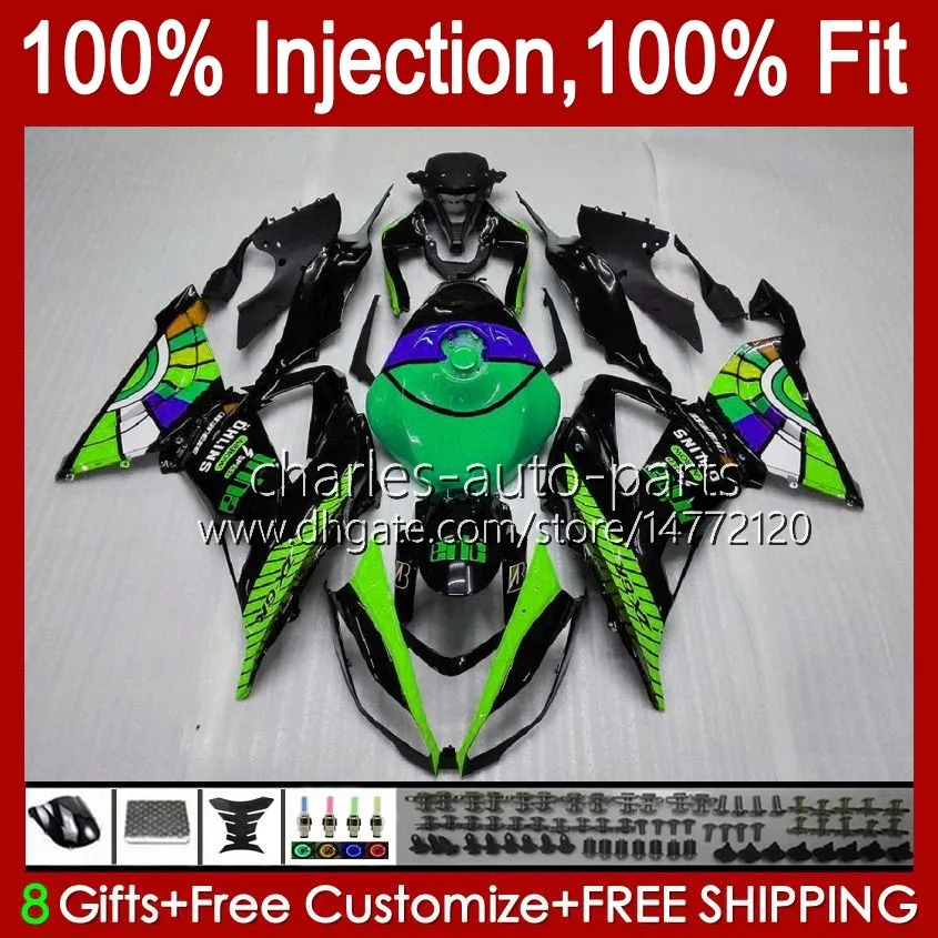 Тело для впрыска для Kawasaki Ninja ZX 6R 600CC 6 R 636 600 CC ZX6R 13 14 15 16 17 18 18 12NO.43 ZX-636 ZX-6R ZX600 ZX636 2013 2014 2015 2016 2017 2018 2018 2018 OEM Обтенение Kit Green Stock