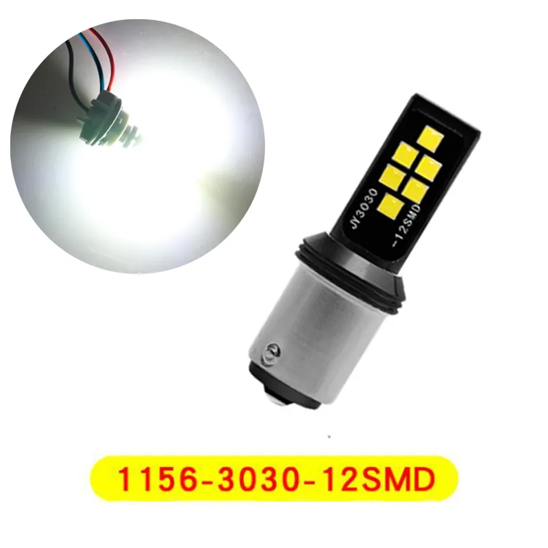 10 Pz/lotto Bianco Super Luminoso Luci 1156 BA15S P21W 3030 12SMD LED Lampadine Auto Segnale di Girata Luce Auto freno Lampada Fanali Posteriori12V