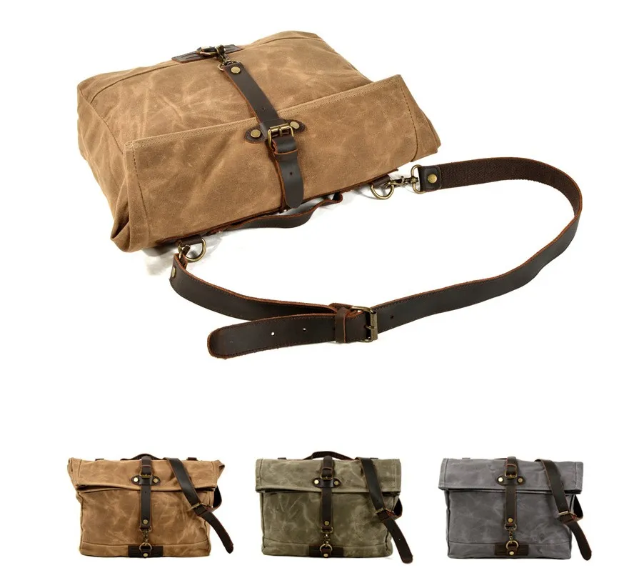 Waterproof wax canvas Cycling bag retro messenger casual motorcycle men shoulder bags locomotive women side package poor