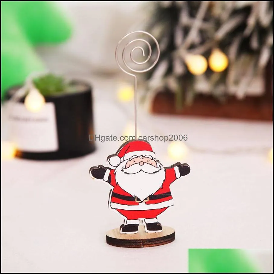 Decorative Place Memo Card Holder Christmas Wedding Banquet Table Number Holders Message Folder Note Photo Clips Xmas Decor JK1910