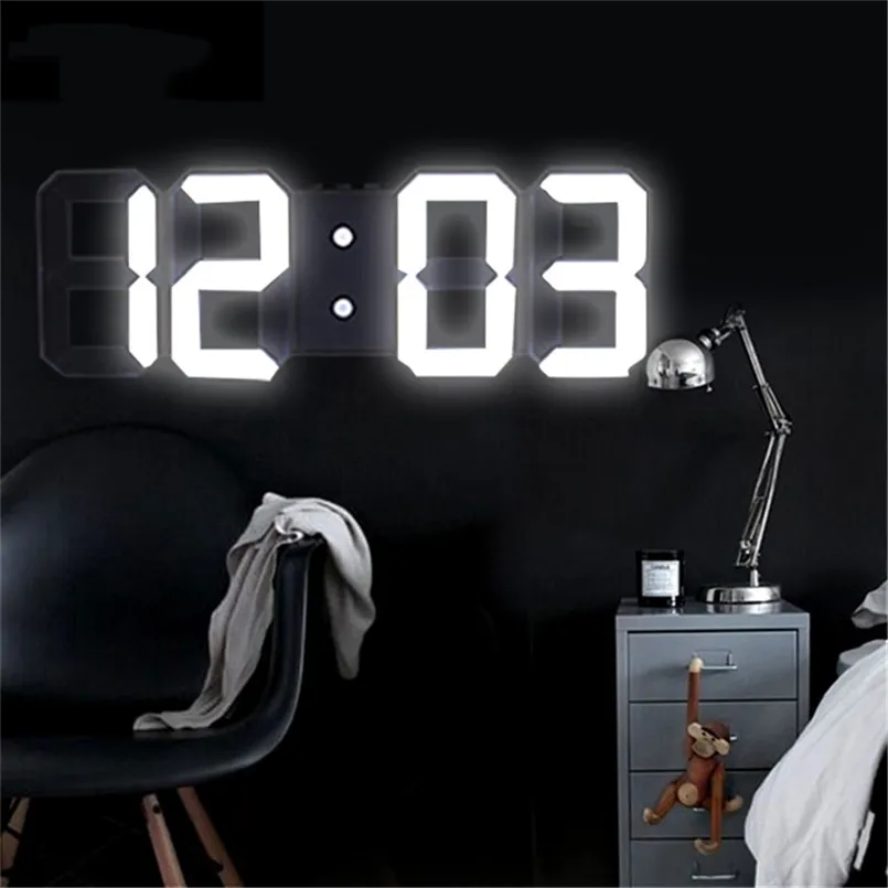 Home Living Inreda 3D Stora LED Digital Väggklocka Datum Tid Electronic Display Table Alarm Decor 211.110