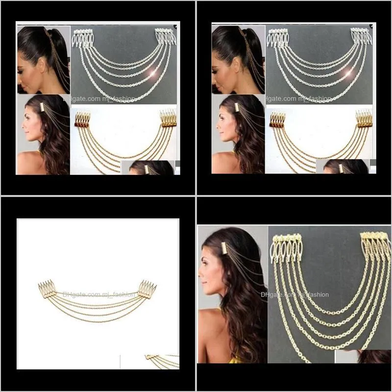promotion wholesale - newest women`s vintage gold/silver chains fringe tassel hair ps2135