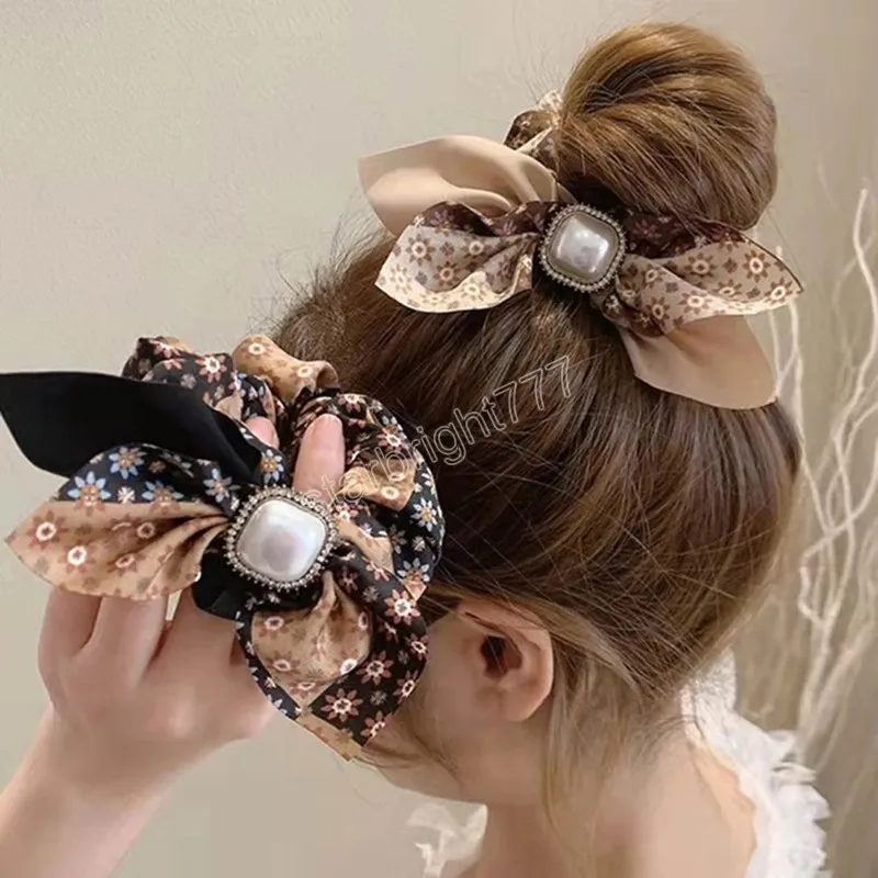 Diamond-street pérola arco floral grande anel de cabelo intestino 2022 mulheres headdress menina doce coração acessórios