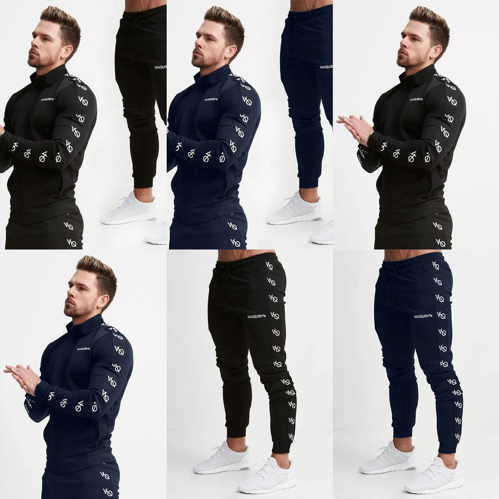 Wiosna i jesień Nowy Bawełniany Kostium Sportowy Jogger Moda Zipper Jacket Plus Casual Męskie Spodnie Męskie Odzież męska X0610