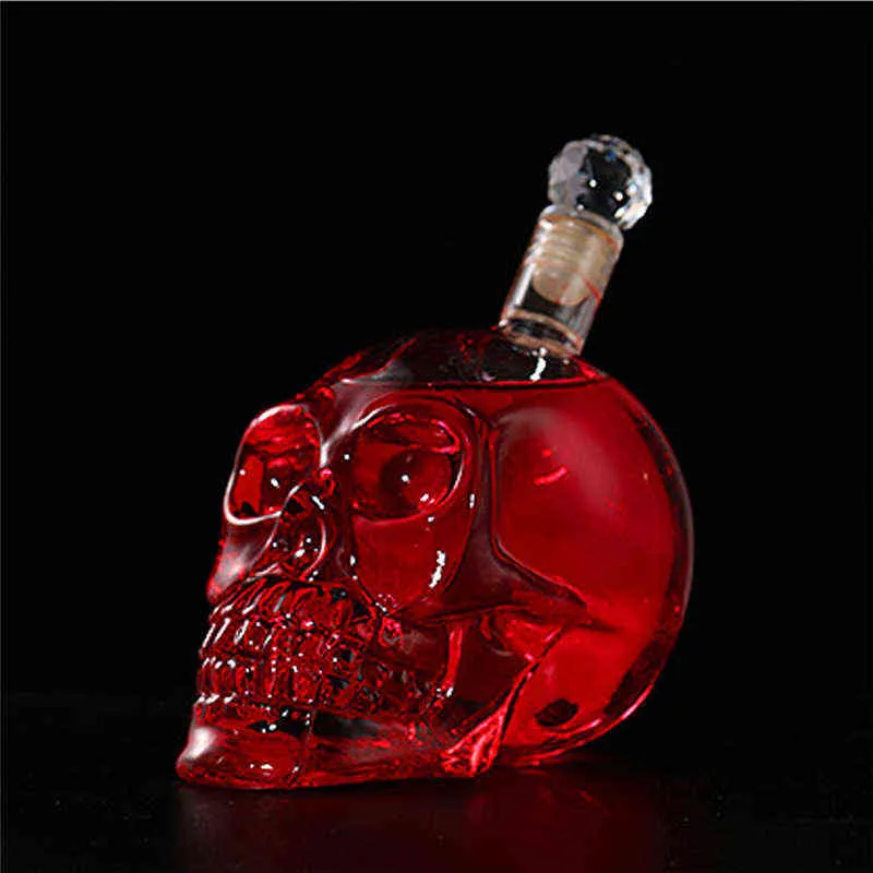 Creative Crystal Skull Head Bottle Whisky Vodka Vin Decanter Flaskor Whisky Glass Öl Spirits Cup Vatten Glass Club Bar Home Y0113