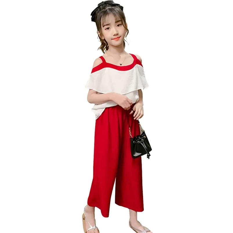 Zomerkleding voor meisjes Batwing Mouw Kleding T-shirt + Korte Kinderen Casual Style Children's Set 210527