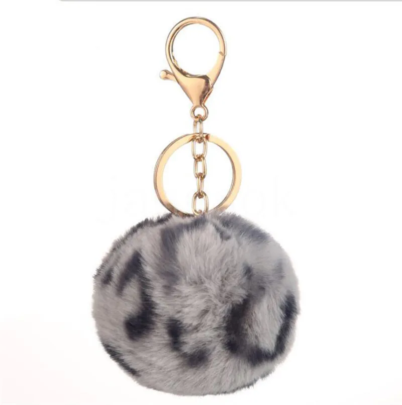 2021 8cm Two-color Rabbit Fur Ball Keychains Bag Plush Car Keychain Holder Pendant Key Chain Rings For Women DD062