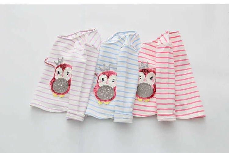 Children Penguin Tops Hot Sale Spring Autumn Kids Clothes Long Sleeve O-Neck Strip Girl Long Sleeve T Shirt (10)