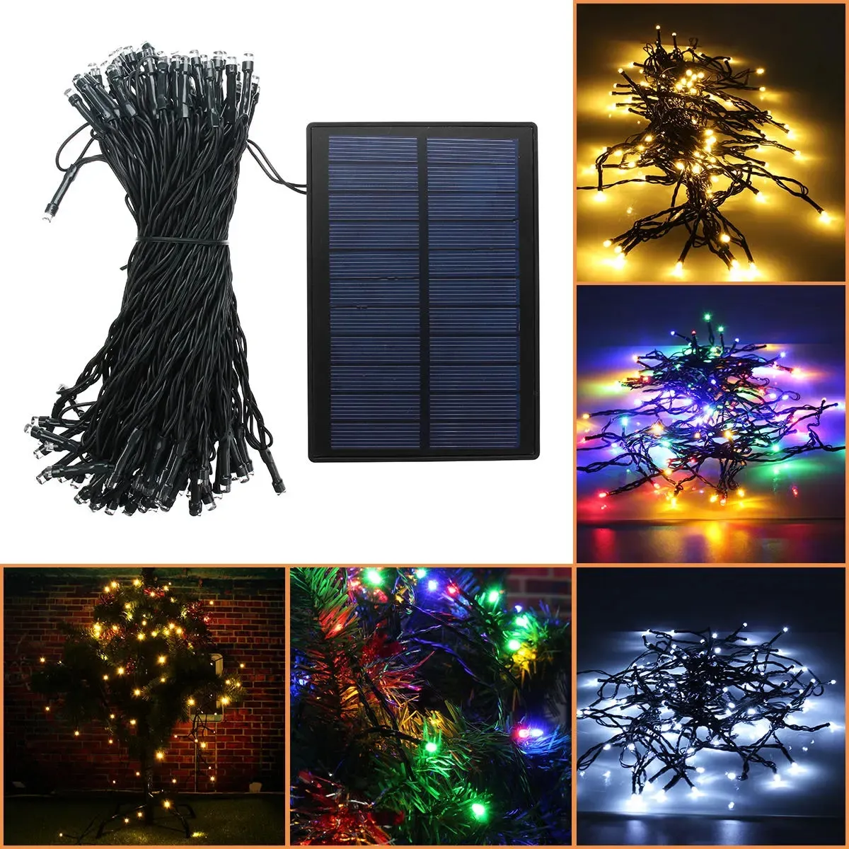 22M 200 LED Solaire Fée Guirlande Lumineuse Fête Décorations D'arbre De Noël Lumières Jardin Extérieur Télécommande - Blanc Chaud