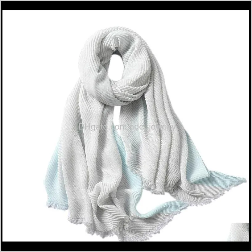 solid women scarf crinkle hijabs for lady fold shawls and wraps winter lady headband neck warm scarves foulard