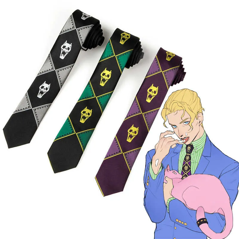 Anime Jojo's Bizarre Adventure Kira Yoshikage Cosplay Tie Killer Queen Skull Neck Heavens Deur Prop Kostuum