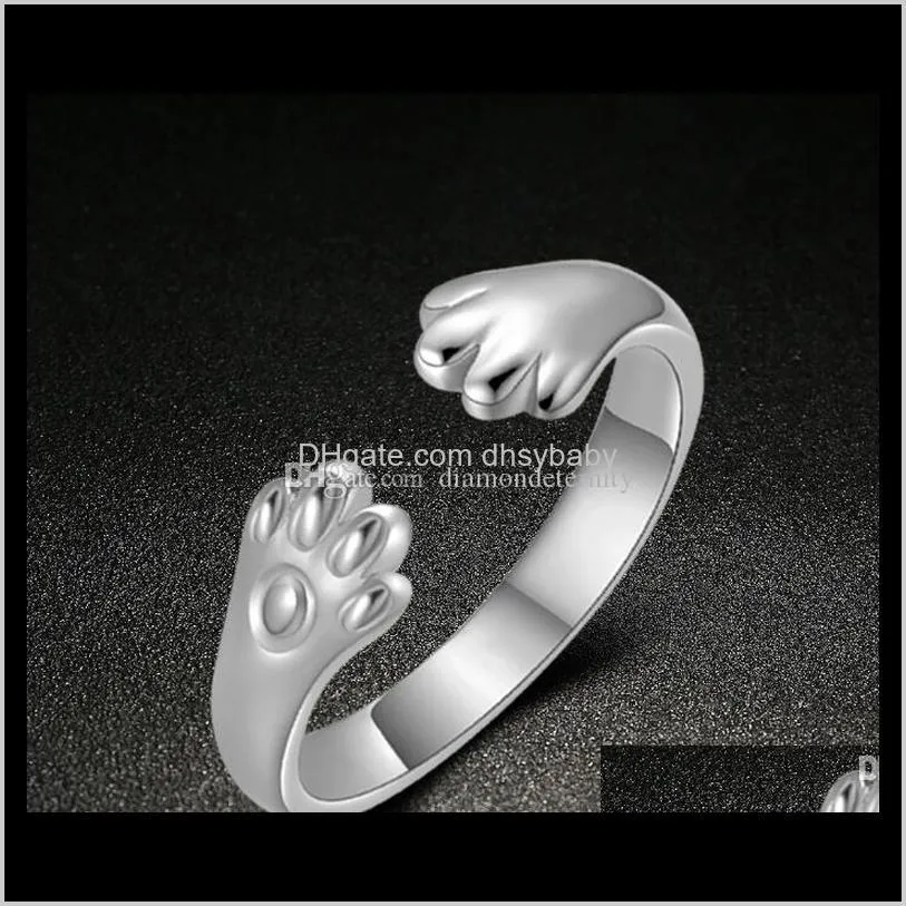 silver-plated ring female models japan and south korea fashion creative cat claw tail ring silver hand jewelry ring