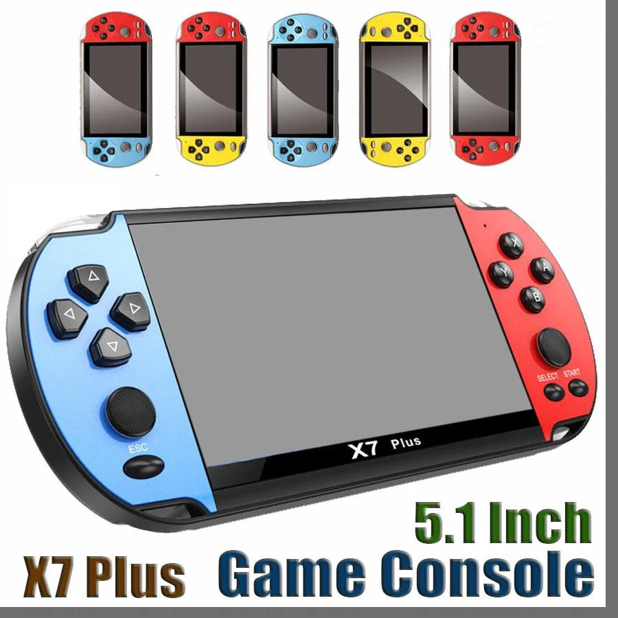 8GB X7 Plus Handheld Game Players 5.1 tum PSP-skärm Portable GBA NES Spelkonsol MP4-spelare med kamera TV-ut TF Video