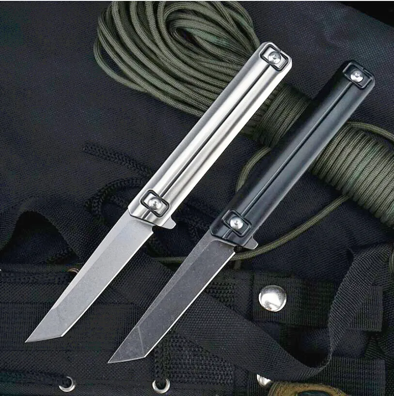 Oferta especial, cuchillo plegable abatible de 4 estilos, hoja de acero D2 para lavado de piedra, mango de acero inoxidable, rodamiento de bolas, Navajas de bolsillo EDC