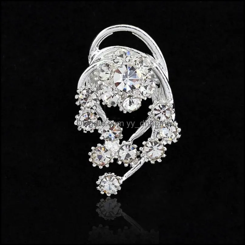 Pins, Brooches 14 Types Fashion Bridal Bouquet Flower Pattern Brooch Pin Rhinestone Inlaid Crystal Women Wedding Fine Jewelry