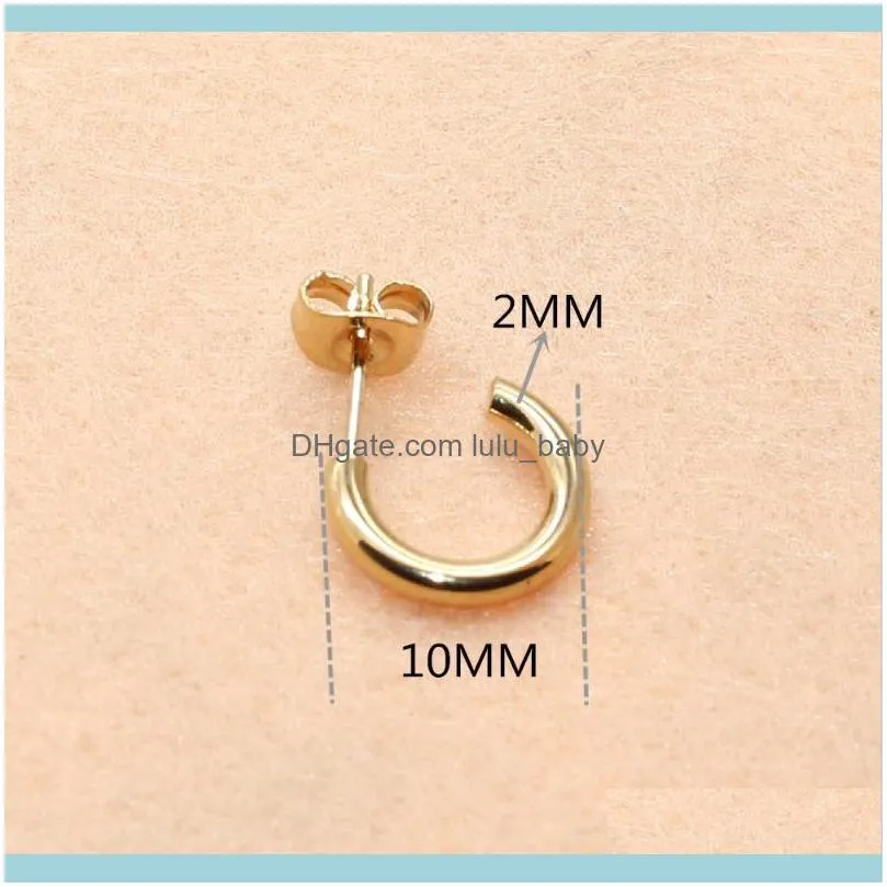Stud Titanium 316L Stainless Steel IP Planting Earrings C Shape 10mm Gold Vacuum Plating No Fade Allergy Free Fashion Jewelry1