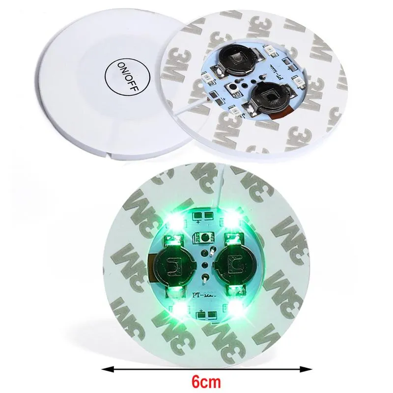 6 Cm Leuchtende Untersetzer, Licht, 4 LEDs, Neuheitsbeleuchtung, 3