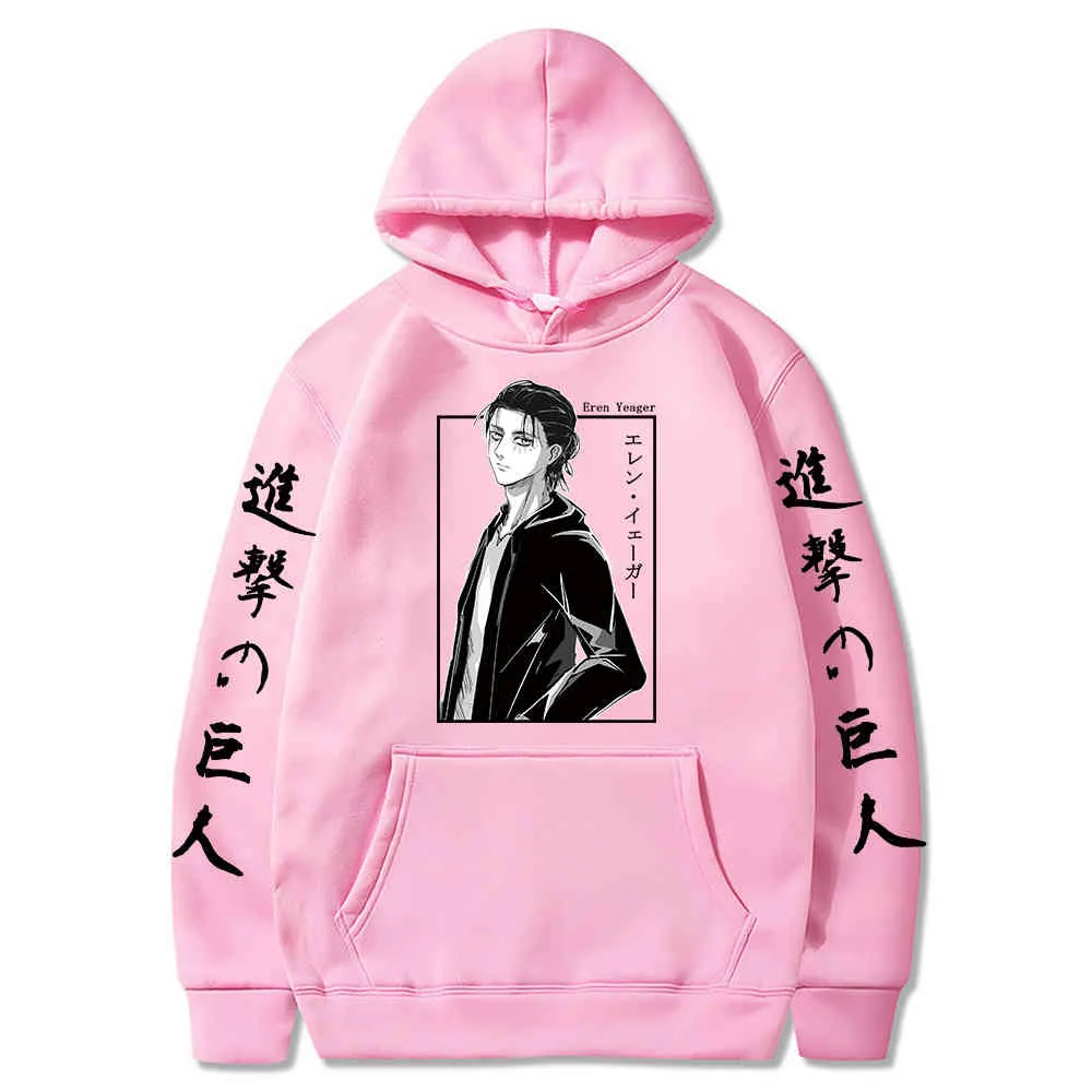 Attack on Titan Hoodie Anime Eren Jaeger Graphic Hoodie Pullovers Toppar Långärmad Sweatshirt Kläder Y0319