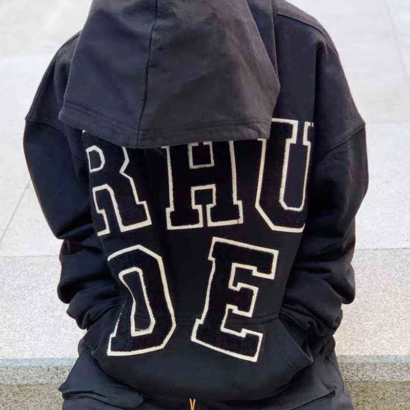 Rhude chenille patch cheap hoodie