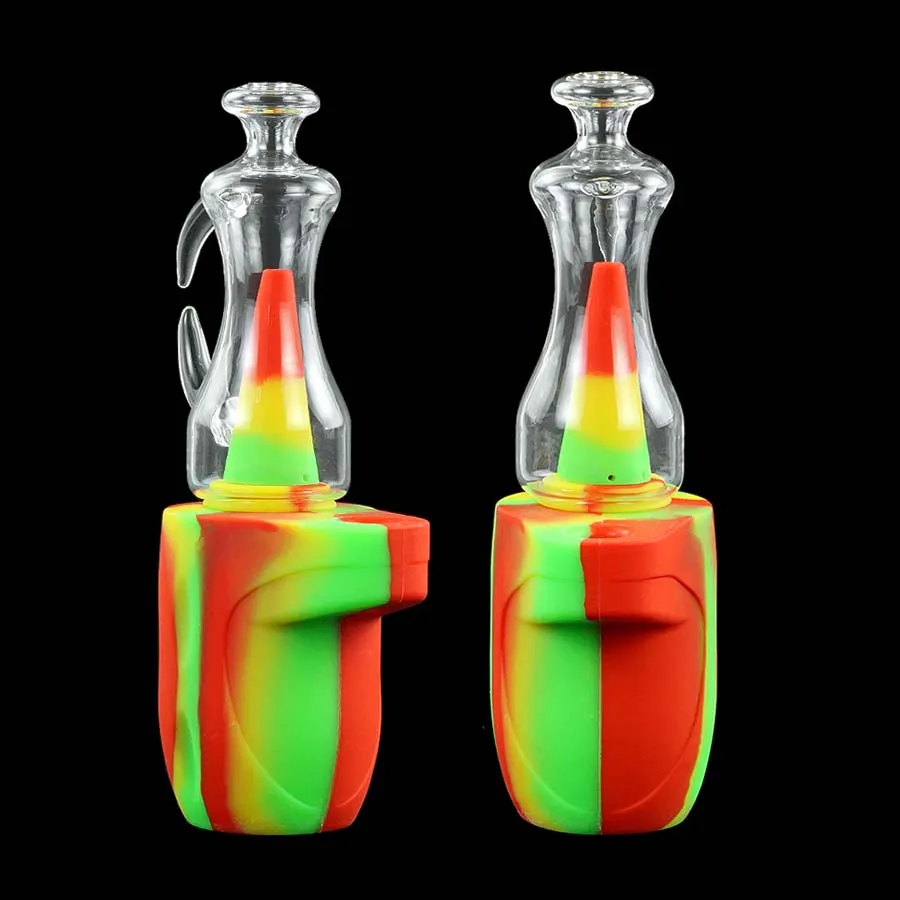 Vatten Bong Pipe Silikon Rökrör 8.2 "Glas Bongs Hookah Oil Rig Bubbler