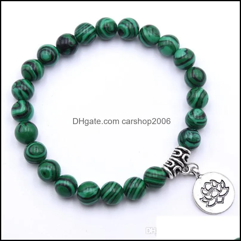 Lotus Pendant Bracelet Men and Women Fashion Natural Stone Wrist Jewelry  Oil Diffusion Aroma Persistence Yoga