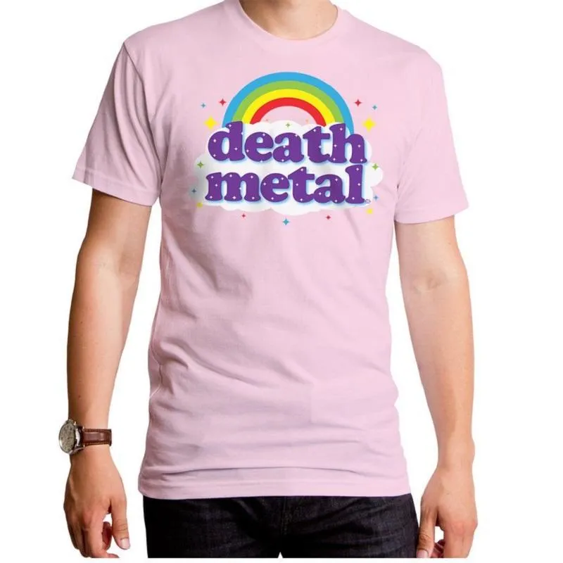 Erkek T-Shirt Death Metal Gökkuşağı T-Shirt Unisex Kadın Estetik Kawaii Sevimli Pamuk Pembe Grafik Komik Tee Casual Streetwear Y2k Tops