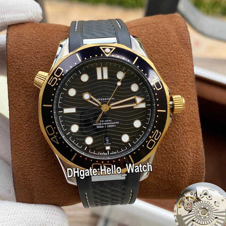 Relógios de grife Diver 300M Automático Mens Watch Black Texture Dial 210.22.42.20.01.001 Tone 18K Gold Case Pulseira de borracha Desconto esportivo
