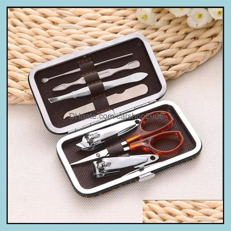 Andere handgereedschap Home Garden 7pcs Nagels Kit roestvrij staal Clippers Trimmers Pedicure Scissor Nail Clipper Sets Manicure Set Beauty Tool