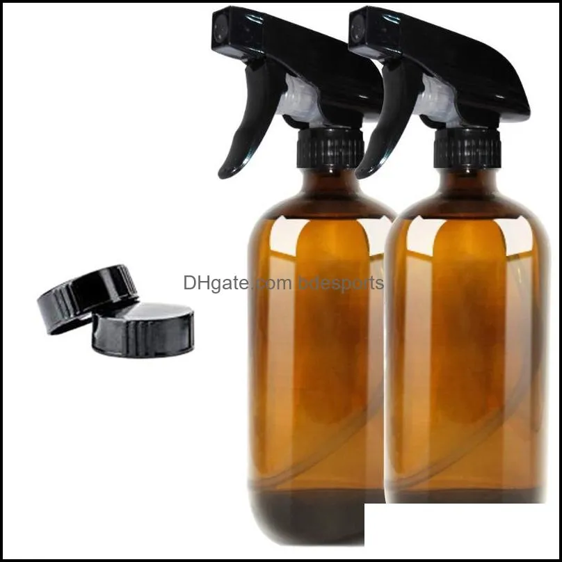 Bath Accessory Set 1 Of Glass Spray Bottles Refillable Bottle Travel Subpackaging Sprayer Brown (3Pcs 500ml And 3Pcs Caps)