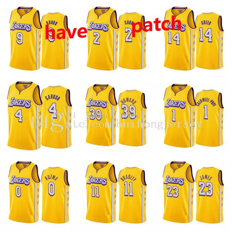 custom 2021 10 dudley 9 rondo 1 caldwell-pope 0 kuzma 11 bradley 23 james 30 daniels 00 custom basketbal jersey mannen vrouwen jeugd jerseys