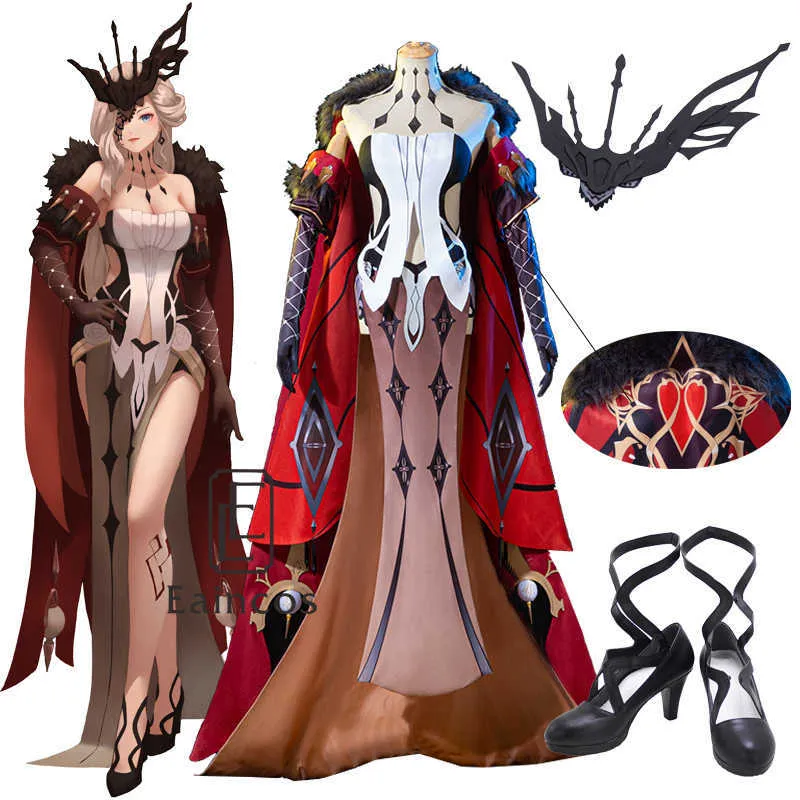 Genshin Impact La Signora Cosplay Costume Shoes Game Pak Anime Outfits Sexy Dress Halloween -uniformen voor vrouwen Y0903