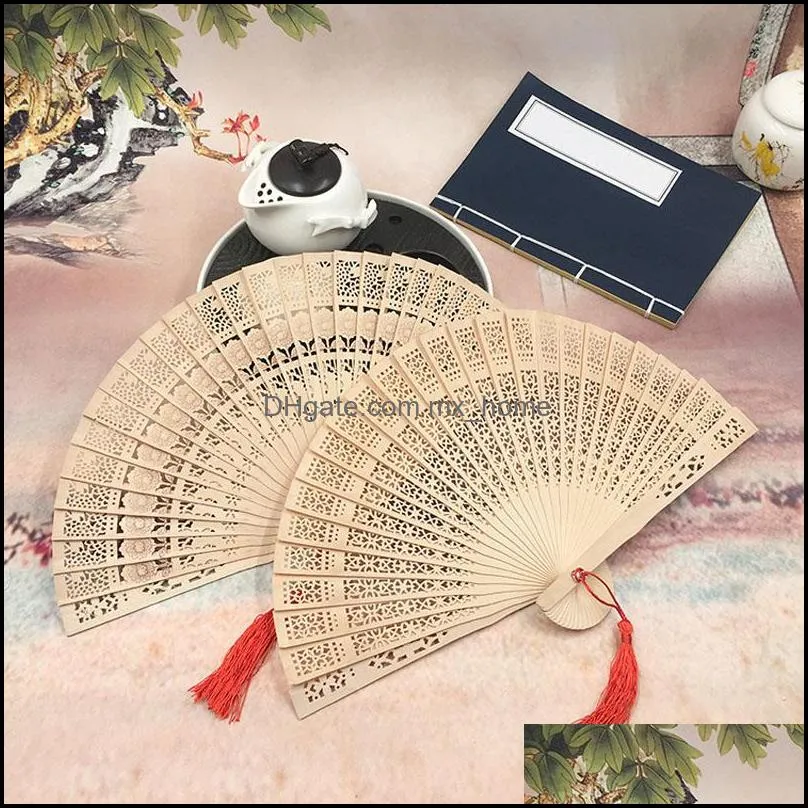 Decoration Event Festive Supplies & Garden Chinese Aromatic Wooden Hand Portable Lady Wedding Handmade Folding Fans Home Decor Party Favors