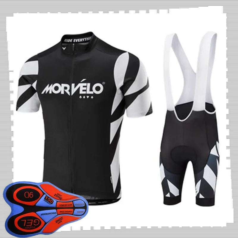 Pro Team Morvelo Cykling Korta ärmar Jersey (BIB) Shorts Sätter Mens sommar Andningsväg Cykelkläder MTB Bike Outfits Sport Uniform Y21041561