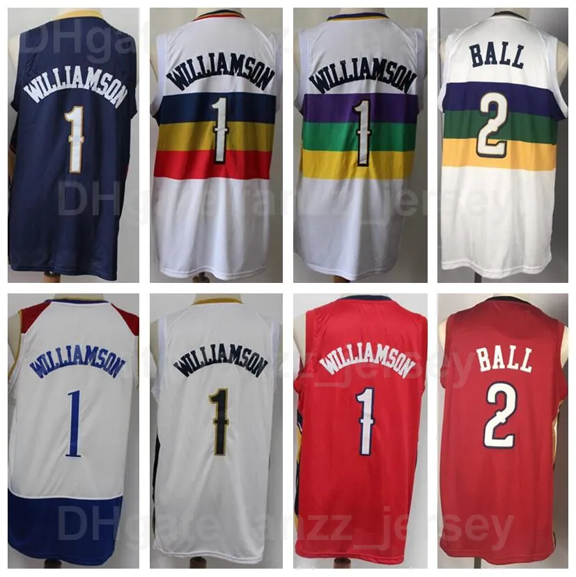 Hommes Lonzo Ball Basketball Jersey 2 Zion 1 Williamson Pour Les Amateurs De Sport Respirant Pur Coton Équipe Marine Bleu Blanc Rouge Couleur Broderie Et Couture De Haute Qualité En Vente