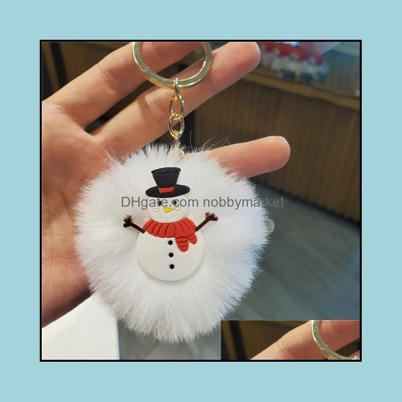 Creative Christmas Key Ring Santa Fur Ball Keychains For Women Gift Mobile Phone Bag Pendant Keychain Car Ornaments Cute Fashion