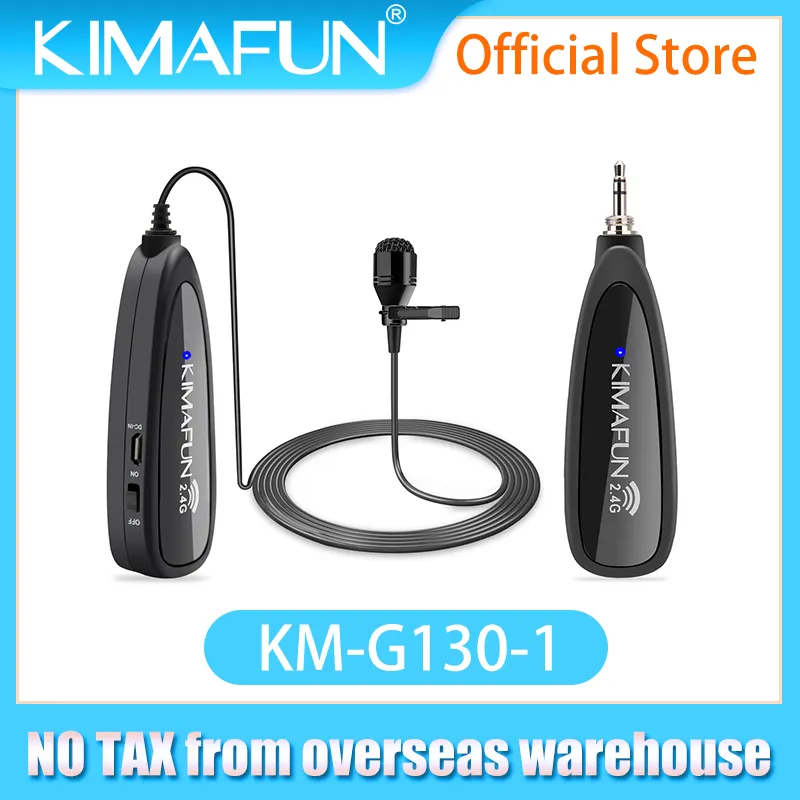 Kimafun 2.4G Lavalier Revers Draadloze Microfoon YouTube Live Interview Opname Vlog iPad PC Android DSLR Microfoon