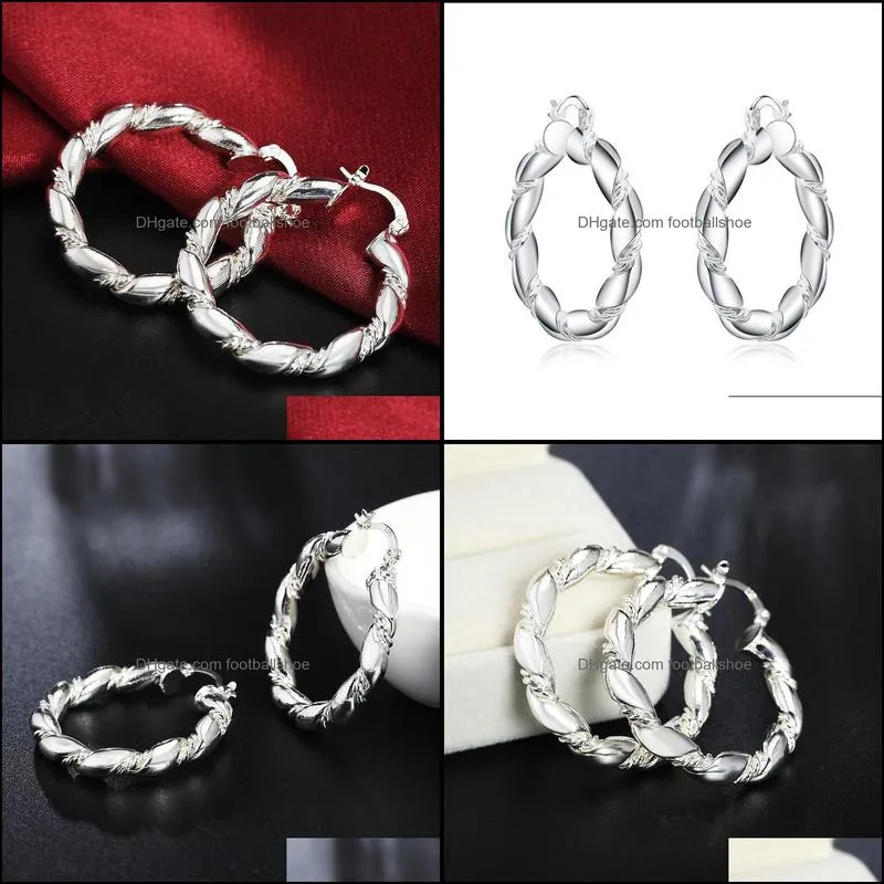 Sterling Silver Earrings Twisted Pair Fashion Earring Dress Ladies Jewelry Gifts Dangle & Chandelier