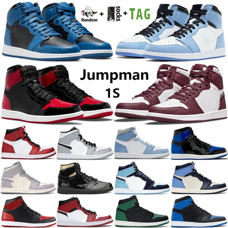 2023 최고 품질 Jumpman 1 High OG 1s Mens 농구화 Dark Marina Blues University Blue Royal Patent Bordeaux Rebellionaire Heritage 여성 운동화 트레이너