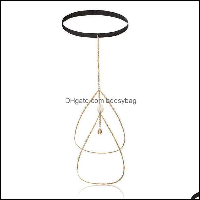 Shell tassel double thigh chain female sexy shell leg chain beach vacation elastic body chain accessories