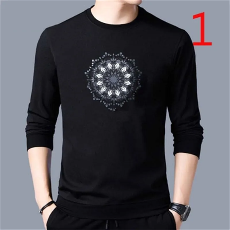 Men's long-sleeved t-shirt plus velvet thick autumn Korean version of the trend sweater 210420