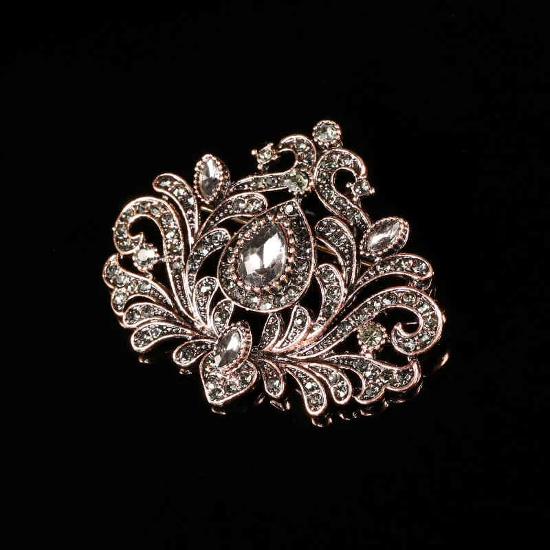 WBMQDA Antik Altın Kadın Hollow Kristal Çiçek Broş Pin Vintage Broşlar Arabistan Paisley Desen Yaka Korsaj Takı