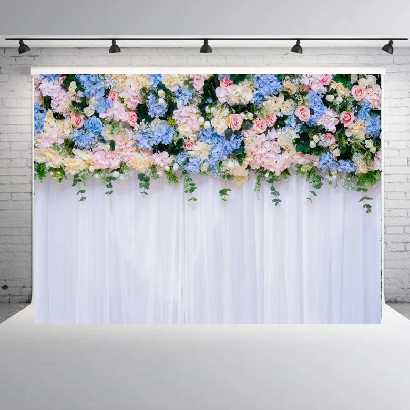 150 * 210 cm Yaratıcı Düğün Arka Plan Bez Çiçek Desen Parti Doğum Günü Backdrops Duvar Dekorasyon Fotoğraf Sahne