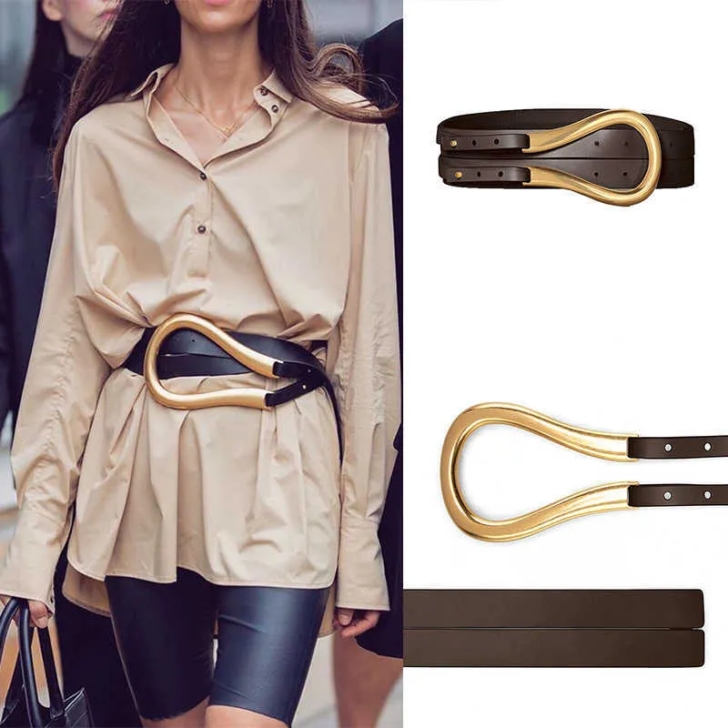 Luxury Womens Genuine Leather Designer Belt Wide Waistband  display picture 3