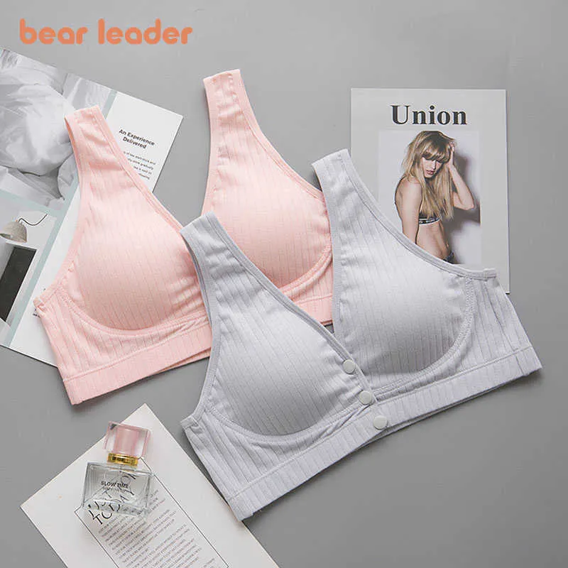 Bear Leader Maternity Mommy Nursing Bras Fashion Striped Underkläder BH för gravida kvinnor Prenatal Postpartum Feeding Clothings 210708