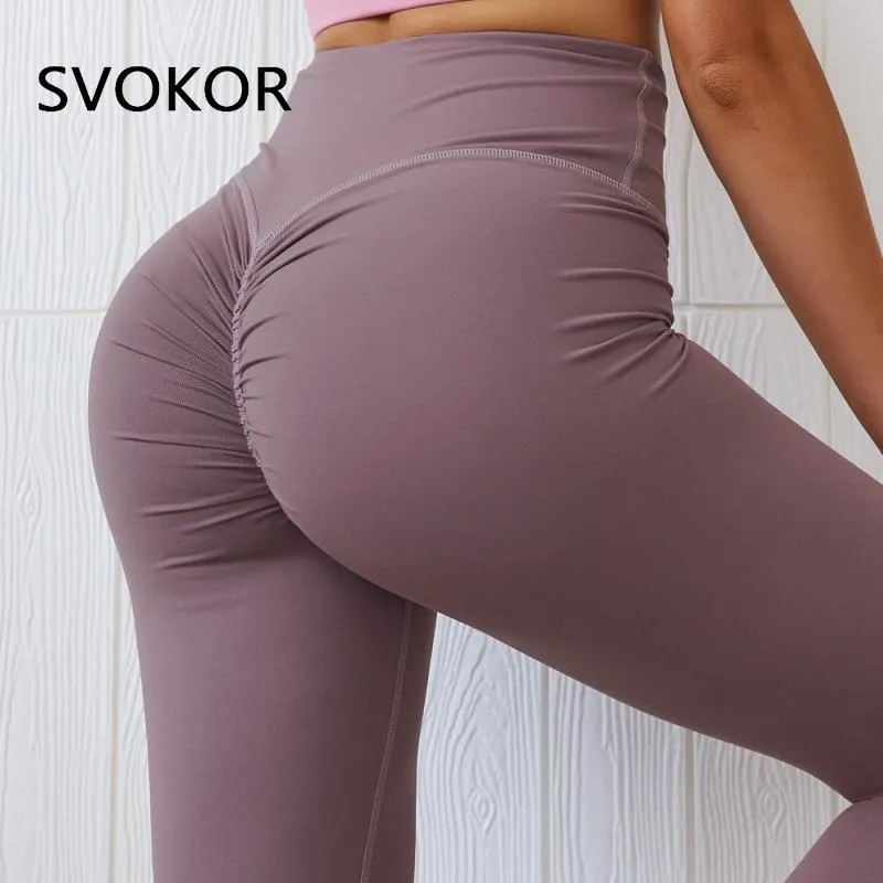 Sport ButtLeggings Women Fitness Seamless Pleated High Waist Legging Push  Up Sexy Femme Running Elastic Pants Slim Tight 210415