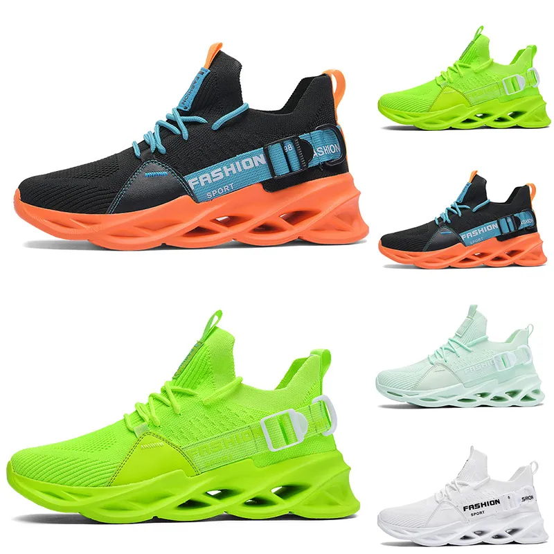 Discount Non-Brand men women running shoes black white green volt Lemon yellow orange Breathable mens fashion trainers outdoor sports sneakers