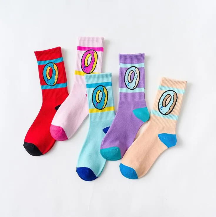 الجوارب للرجال أزياء القطن الغريب في المستقبل دونات للفروسية Skatoboard Socken Hip-Hop Sports Foot Cover Donut Sock 8 Colors Chaussettes Hommes