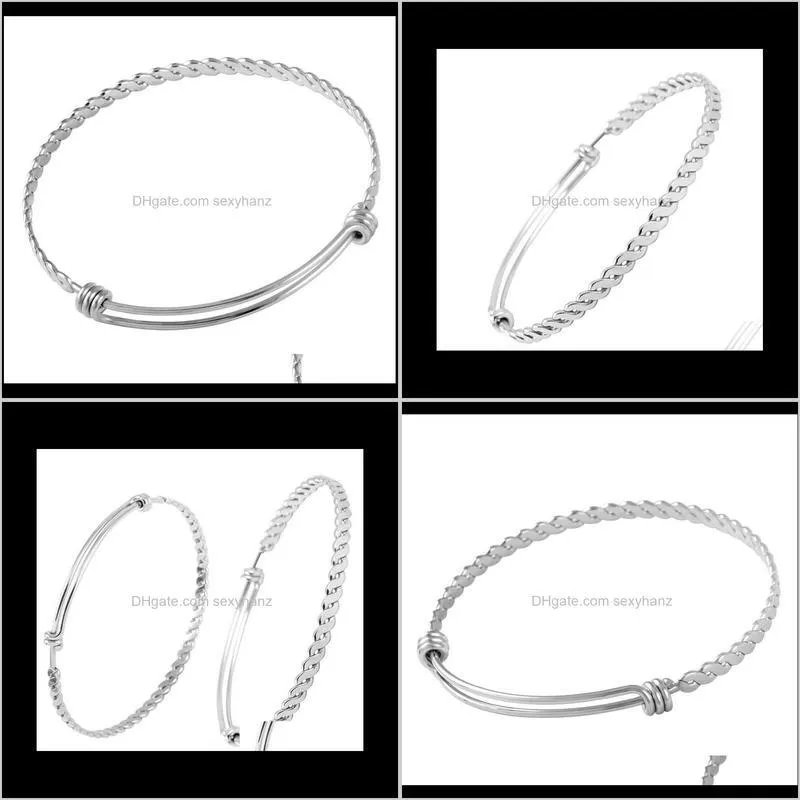 ijb0273 cheap wholesale 200pcs/lot 316l stainless steel adjustable bracelet expandable twisted bangle for women men