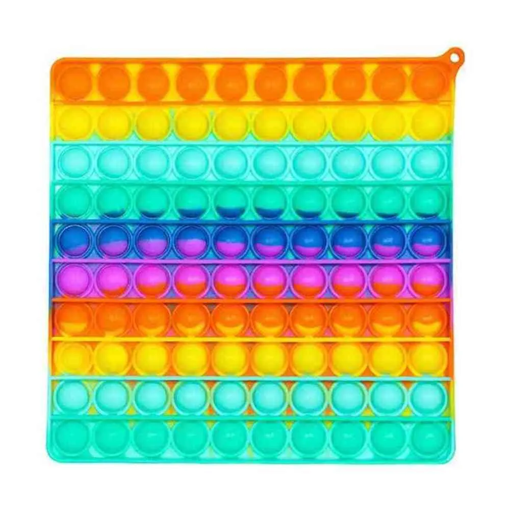 Mega Jumbo Rainbow Fidget Bubble Poppers Board Sensory Push Popper Puzzle Finger Fun Squeeze Toys Porte-clés Soulagement du stress TDAH a besoin H42UJ2D
